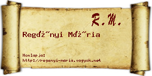 Regényi Mária névjegykártya